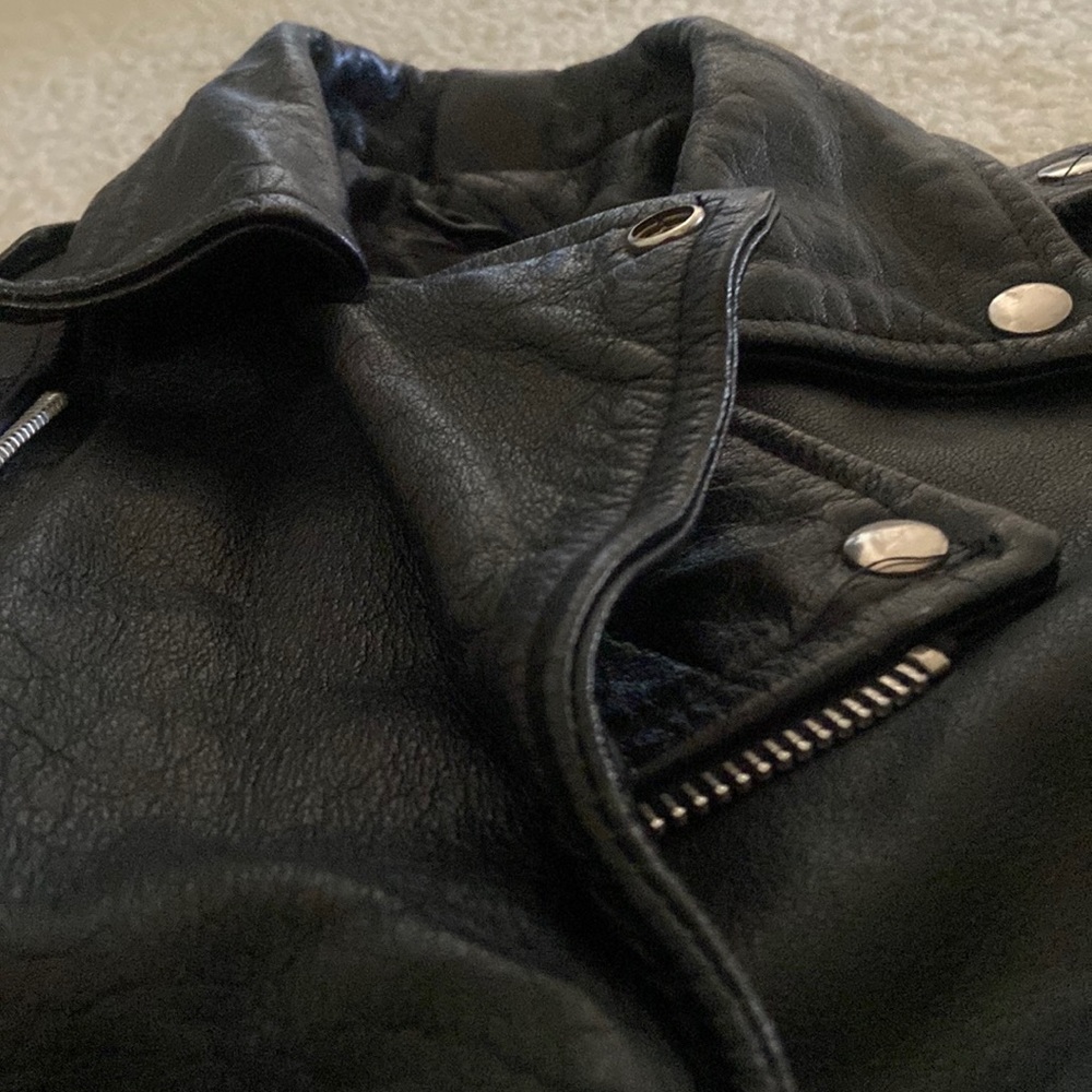 vintage black leather biker jacket size 36 mens